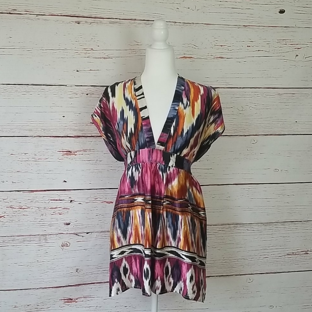 DAUGHTERS OF THE REVOLUTION // ltd ed silky tribal plunge mini butterfly dress